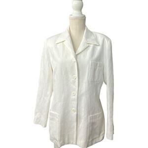 Julianna Collezione White on White Floral Blazer Size 12